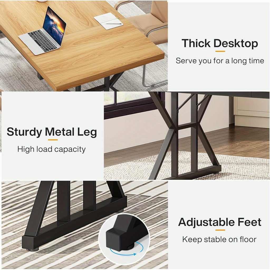 70.8-Inch Executive Large Computer Desk Workstation, Modern Simple Style Home Office Furniture, Study Writing Table