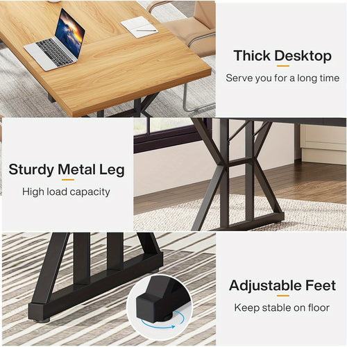 70.8-Inch Executive Large Computer Desk Workstation, Modern Simple Style Home Office Furniture, Study Writing Table
