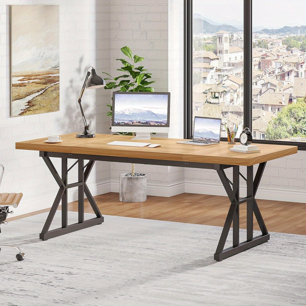 70.8-Inch Executive Large Computer Desk Workstation, Modern Simple Style Home Office Furniture, Study Writing Table