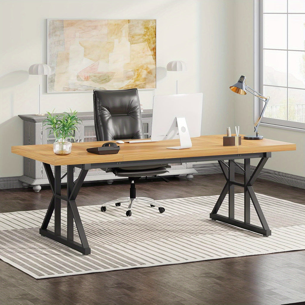 70.8-Inch Executive Large Computer Desk Workstation, Modern Simple Style Home Office Furniture, Study Writing Table