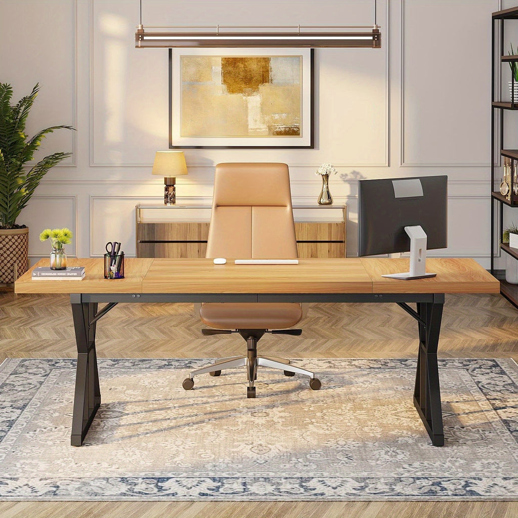 70.8-Inch Executive Large Computer Desk Workstation, Modern Simple Style Home Office Furniture, Study Writing Table
