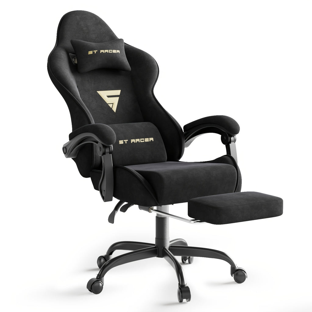 Ergonomic Gaming Chair, Expandable Compatible with Others, Racing Style with Massage & Manual Recliner, for Adults & Teens, Footrest-like Base & Plush Soft Cushioning, Multi-Color Options (Velvet Metal), PC Laptop Computer Desk Chair
