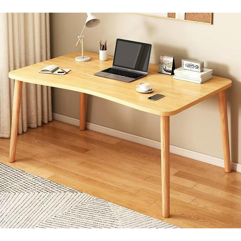 Computer Desk Office Modern with Curved Edge, Natural Oak Finish, Home Desk, 32x16x29.2 inches