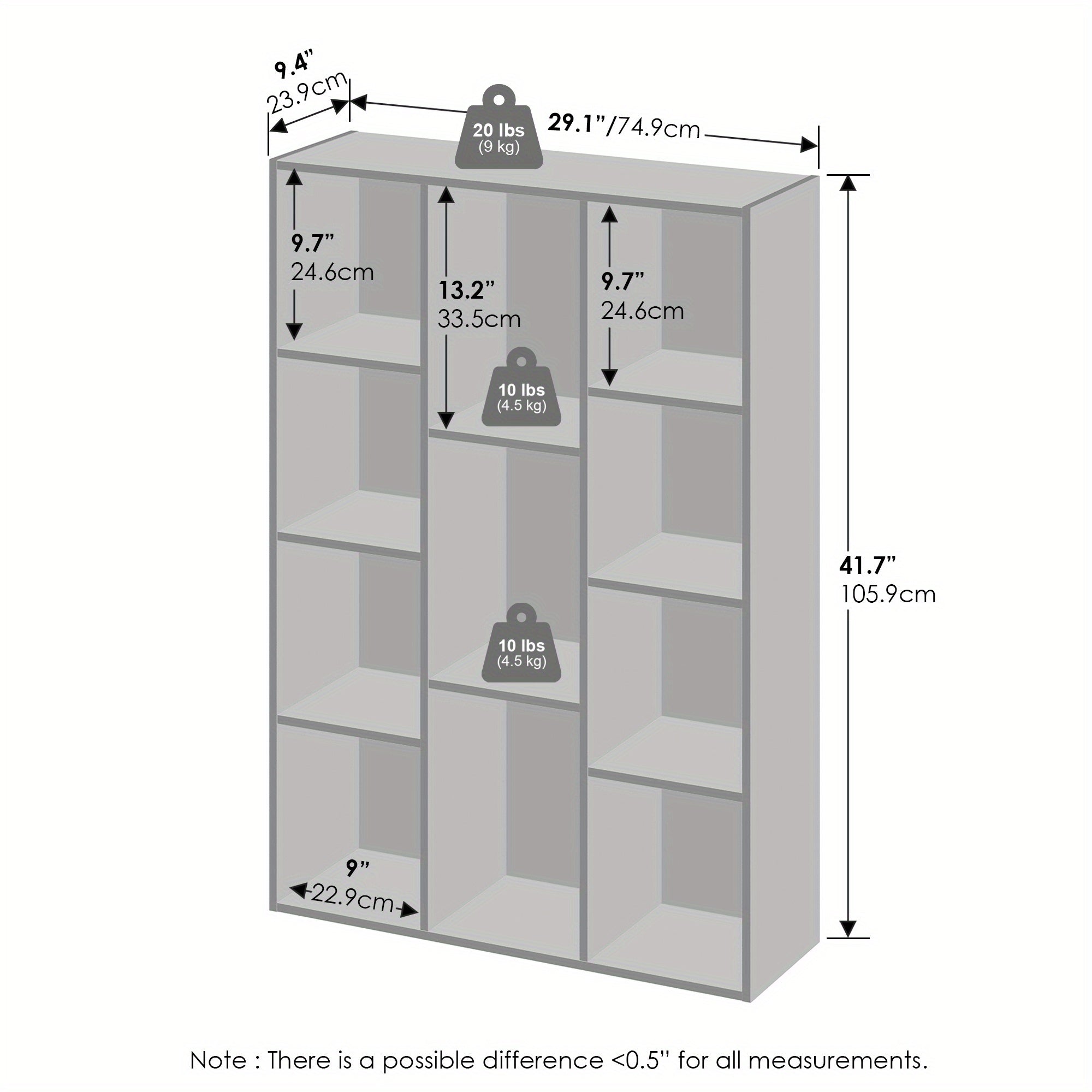 11-Cube Reversible Open Shelf Bookcase, Versatile Storage Display Unit For Living Room, Bedroom, Home Office, Book Organizer, Quick Assembly