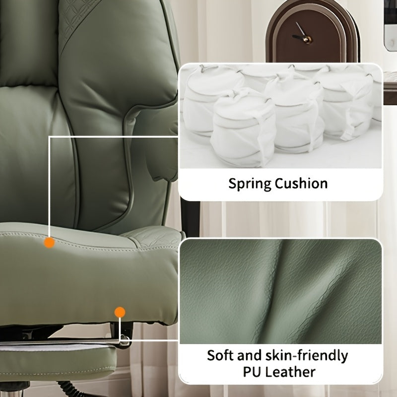 Efomao Office Chair 400LBS, Big and Tall Office Chair, PU Leather Computer Chair, Executive Office Chair with Leg Rest and Lumbar Support, Pink Office Chair