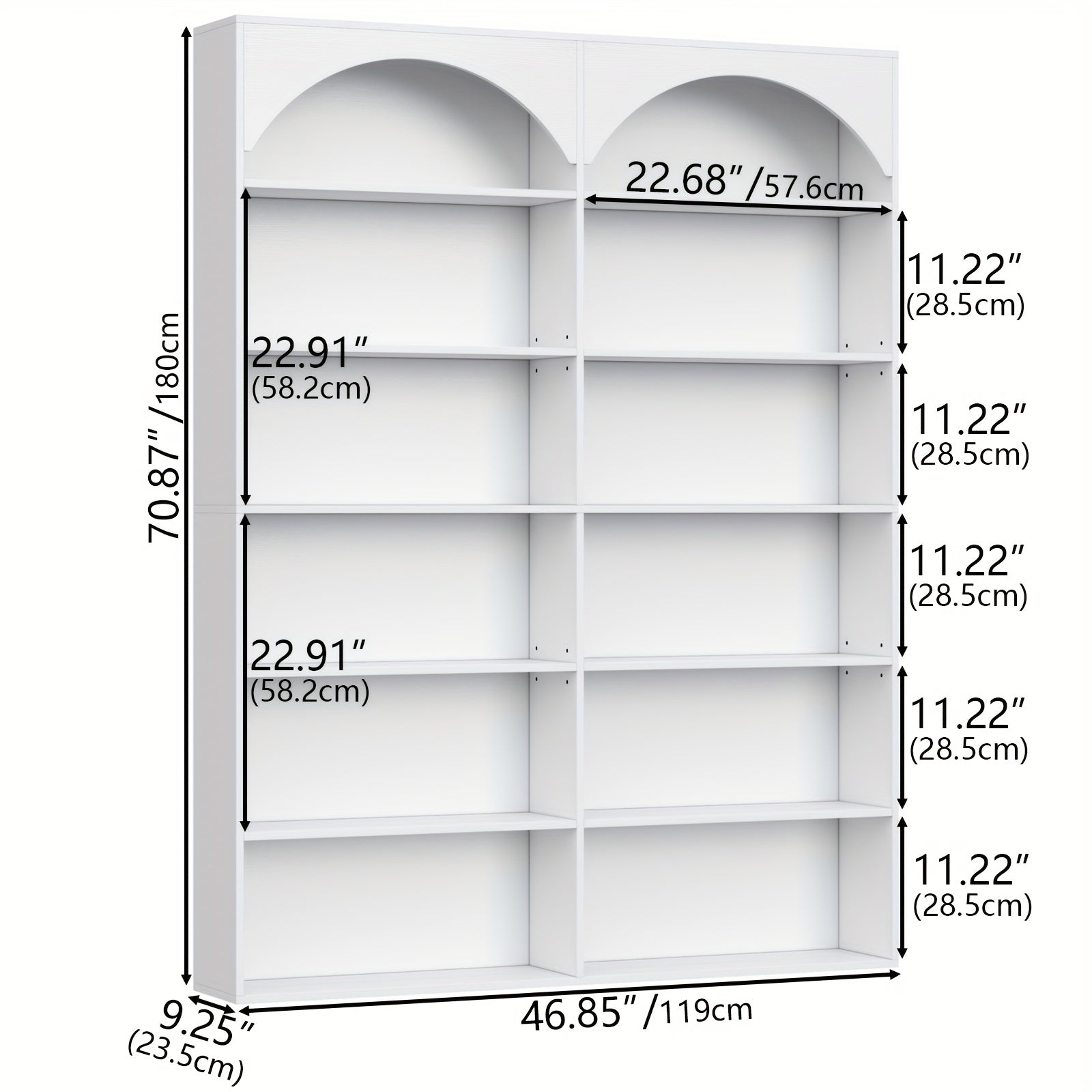 70.8'' Tall Bookshelf And Bookcase, Modern Bookcase 7-Tier Storage Shelves with Curved Baffle for Home Office