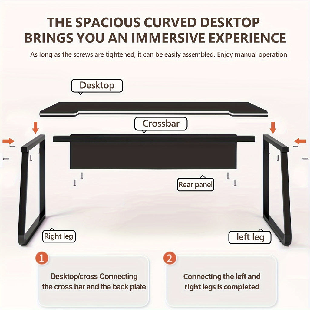 Home Office Desk | Simple Computer Desk, Study Writing Table, Workstation, Gaming Desk, Easy Assembly for Adults, Powder Coated Metal, Floor Mount, Oblong Shape, XUEGW Brand