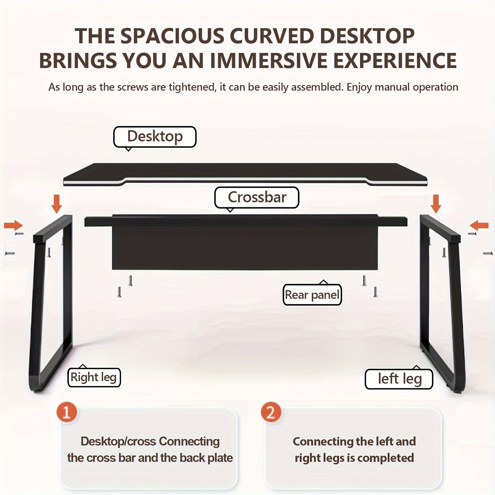 Home Office Desk | Simple Computer Desk, Study Writing Table, Workstation, Gaming Desk, Easy Assembly for Adults, Powder Coated Metal, Floor Mount, Oblong Shape, XUEGW Brand