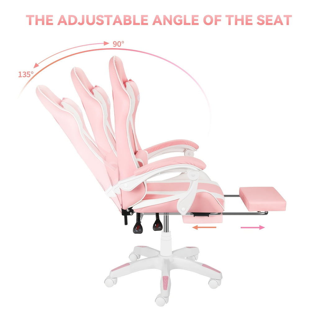 Ergonomic High-Back Gaming Chair with Footrest - PU Leather Reclining Office Desk Chair Suitable for E-Sports, Adjustable Swivel Lumbar Support & Racing Style Gamer Chair