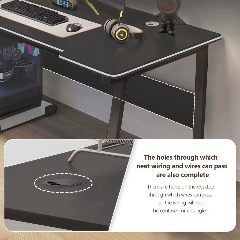 Home Office Desk | Simple Computer Desk, Study Writing Table, Workstation, Gaming Desk, Easy Assembly for Adults, Powder Coated Metal, Floor Mount, Oblong Shape, XUEGW Brand