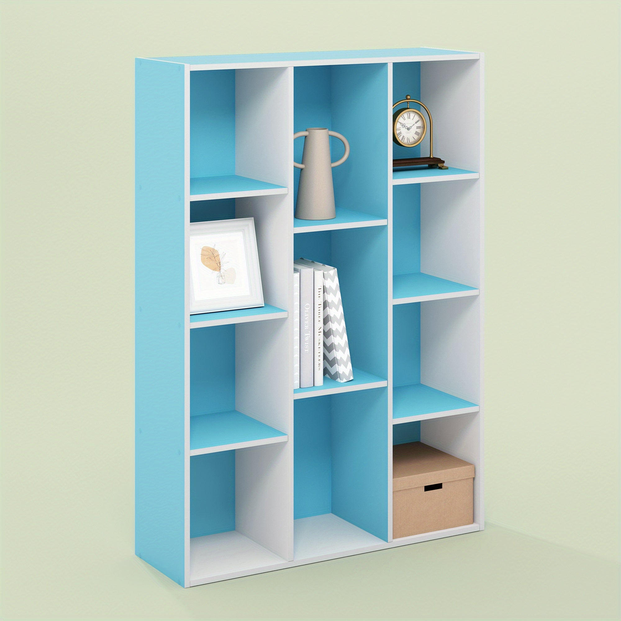 11-Cube Reversible Open Shelf Bookcase, Versatile Storage Display Unit For Living Room, Bedroom, Home Office, Book Organizer, Quick Assembly