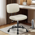 Small Desk Chair Armless, Comfortable Office Chair with Wheels, Rolling Task Chair with Low Back Lumbar Support, Vanity Chair for Bedroom Living Room Study Room, PU Leather