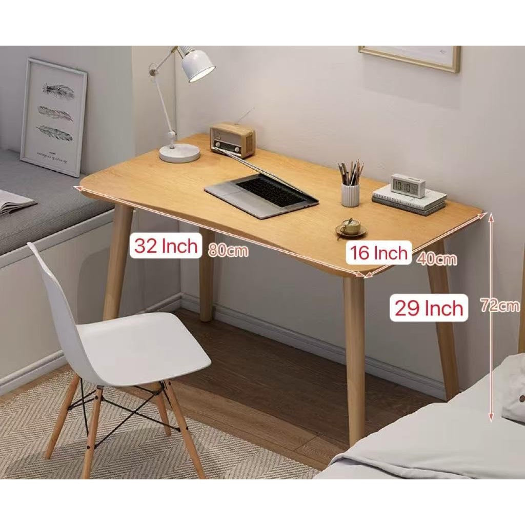 Computer Desk Office Modern with Curved Edge, Natural Oak Finish, Home Desk, 32x16x29.2 inches