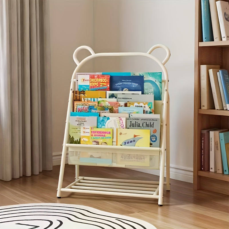 Heavy-Duty Iron Bookshelf Compatible for Home & Office - Freestanding Floor Shelf with Wide Tilted Shelves, Sturdy Metal Frame Storage Rack, Multi- Bookcase for Living Room, Bedroom, Study - Assembly, Space-Saving, Standing Shelf