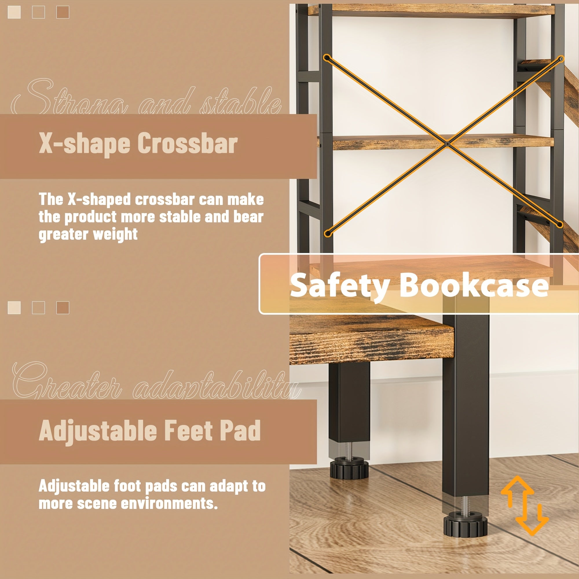 Modern Wooden Bookcase Modern 5-Tier Large Wooden Bookcase with 17 Open Display Shelves - Metal Frame, 70.9\
