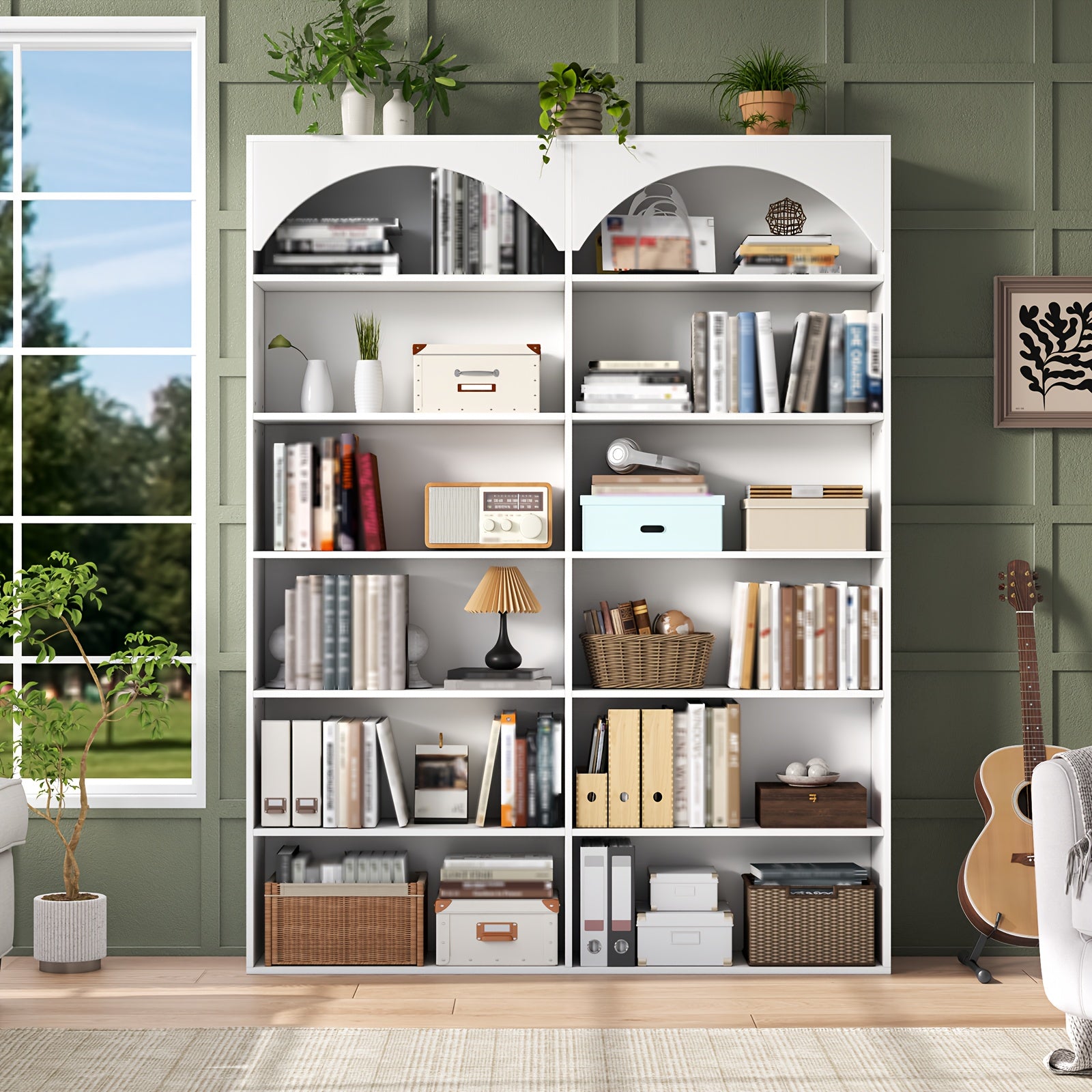 70.8'' Tall Bookshelf And Bookcase, Modern Bookcase 7-Tier Storage Shelves with Curved Baffle for Home Office