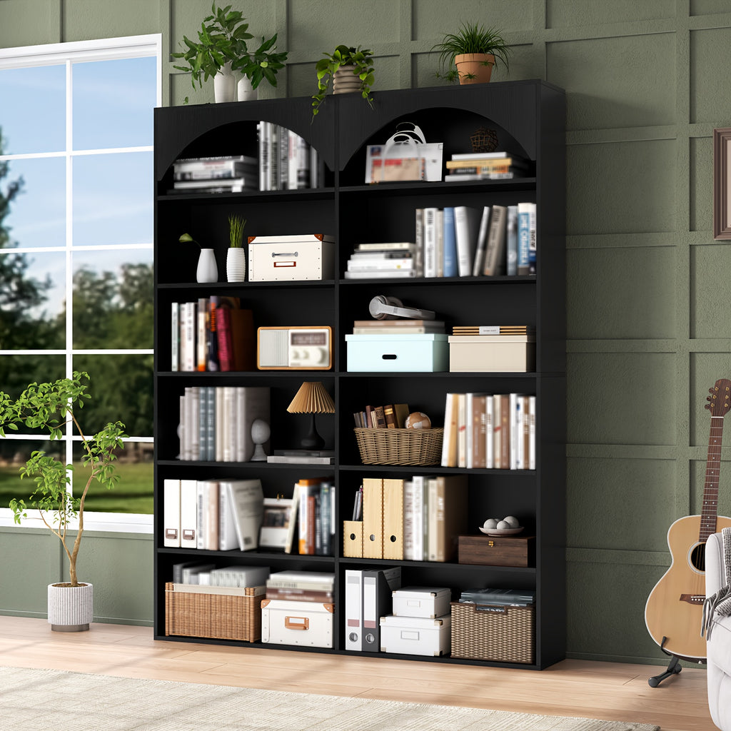70.8'' Tall Bookshelf And Bookcase, Modern Bookcase 7-Tier Storage Shelves with Curved Baffle for Home Office
