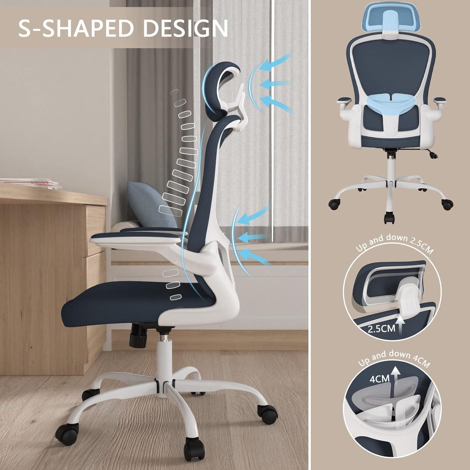 Ergonomic Office Chair Pro With 4D Lumbar Support | 150° Lockable Recline, Flip-Up Arms & 3D Headrest - Heavy Duty 330LB Capacity For Home Office Gaming Study, Father'S Day Prime Gift (20 Minutes Assembly)Multiple Colors Are Available
