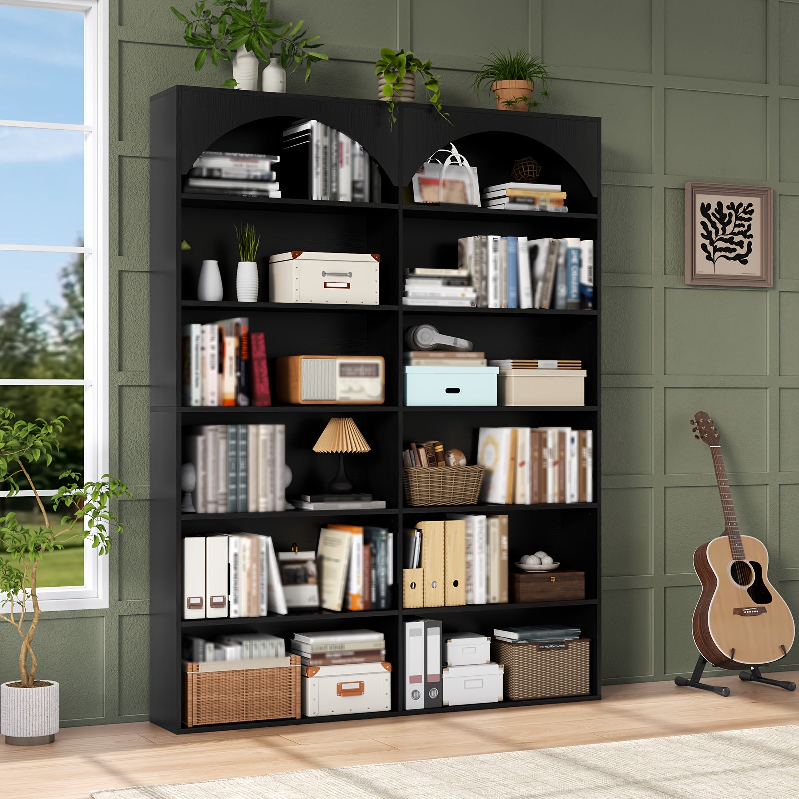 70.8'' Tall Bookshelf And Bookcase, Modern Bookcase 7-Tier Storage Shelves with Curved Baffle for Home Office