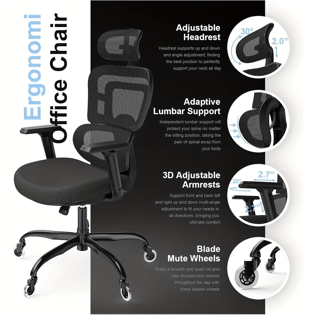 Ergonomic Office Chair Pro With 4D Lumbar Support | 150° Lockable Recline, Flip-Up Arms & 3D Headrest - Heavy Duty 330LB Capacity For Home Office Gaming Study, Father'S Day Prime Gift (20 Minutes Assembly)Multiple Colors Are Available