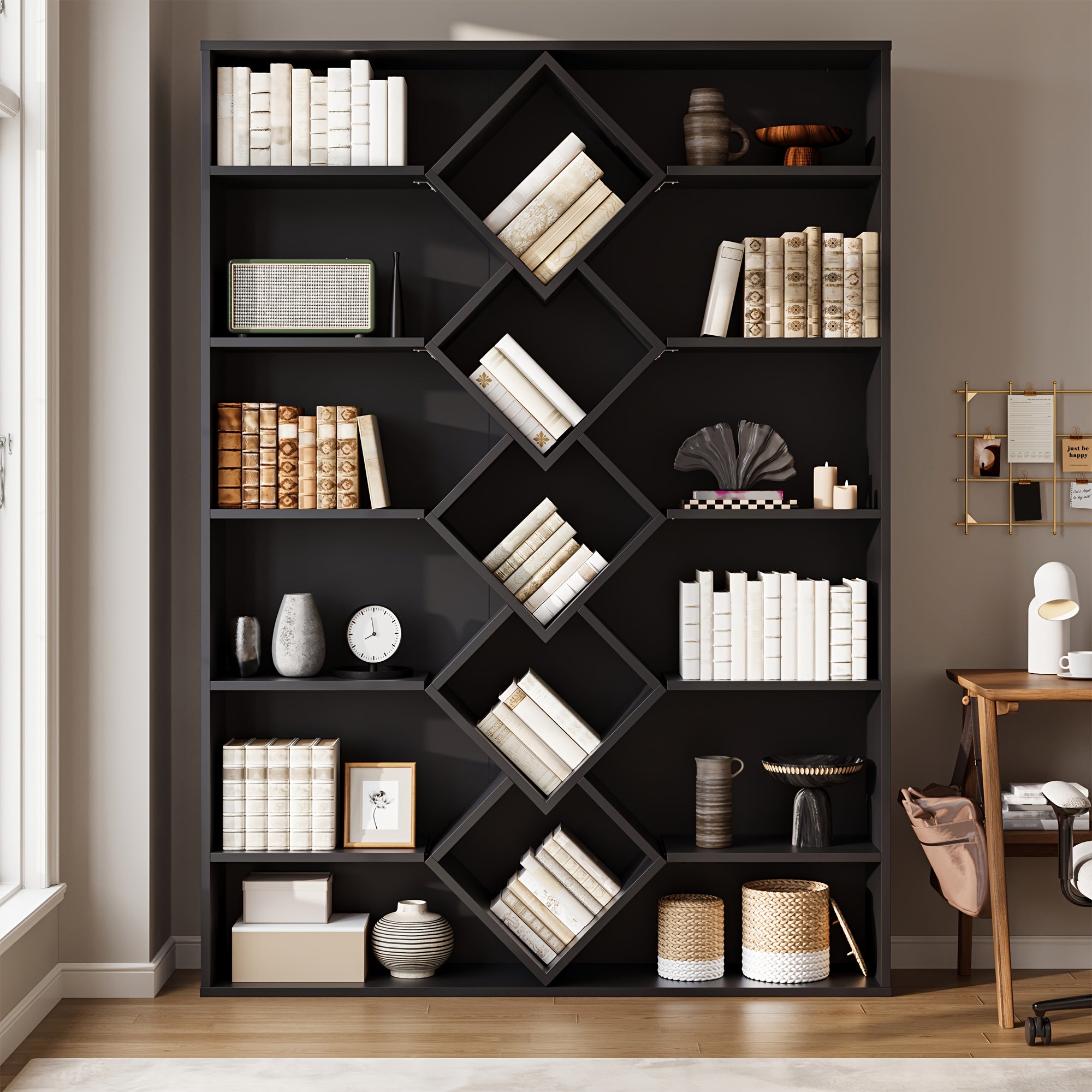 Triple Wide Bookshelf, 6 Tier Large Bookshelf, Bookcase with 17 Open Display Shelves, 71'' Tall Bookcases And Bookshelves for Living Room, Home Office, Library