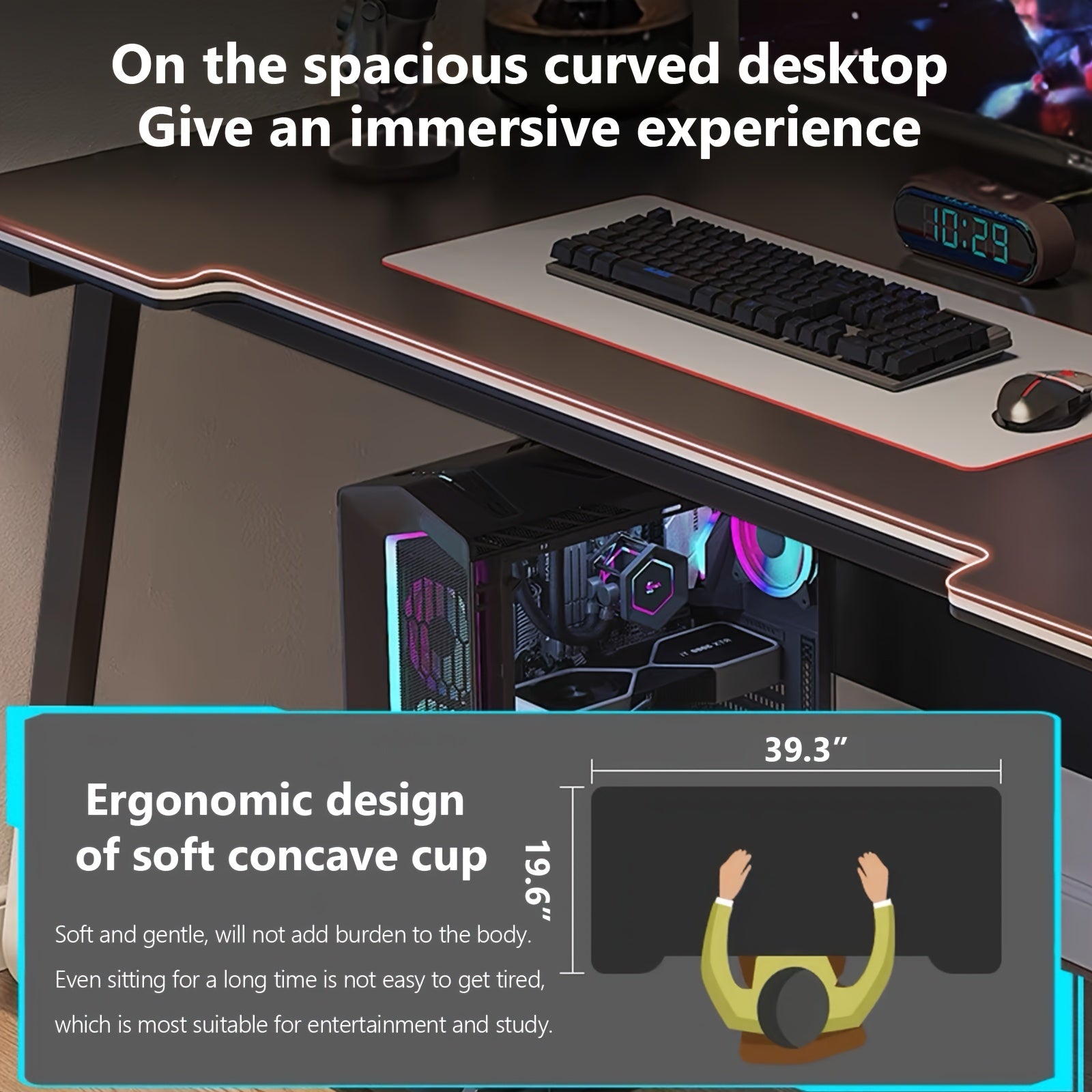 Home Office Desk | Simple Computer Desk, Study Writing Table, Workstation, Gaming Desk, Easy Assembly for Adults, Powder Coated Metal, Floor Mount, Oblong Shape, XUEGW Brand