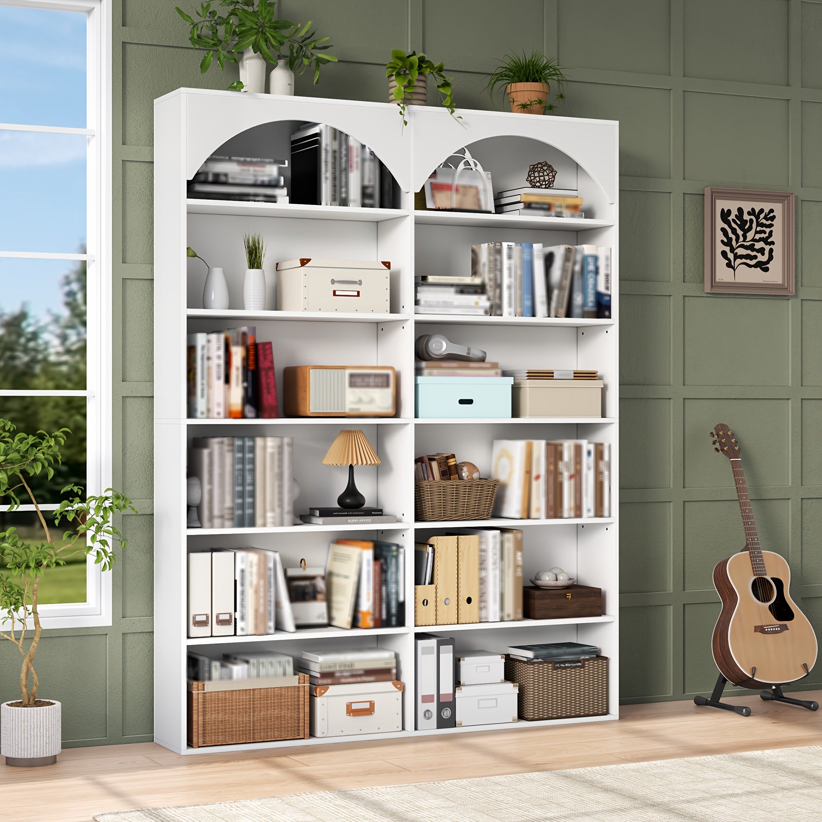 70.8'' Tall Bookshelf And Bookcase, Modern Bookcase 7-Tier Storage Shelves with Curved Baffle for Home Office