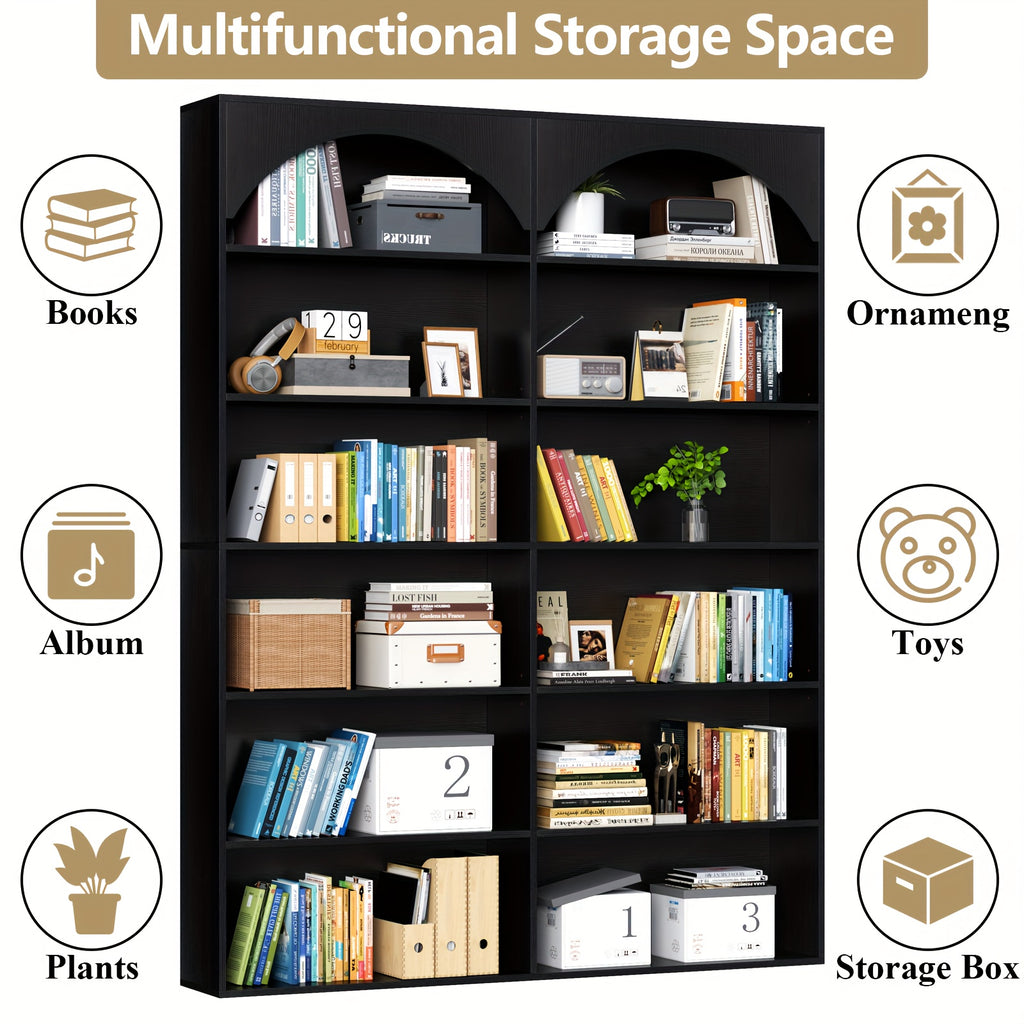 70.8'' Tall Bookshelf And Bookcase, Modern Bookcase 7-Tier Storage Shelves with Curved Baffle for Home Office