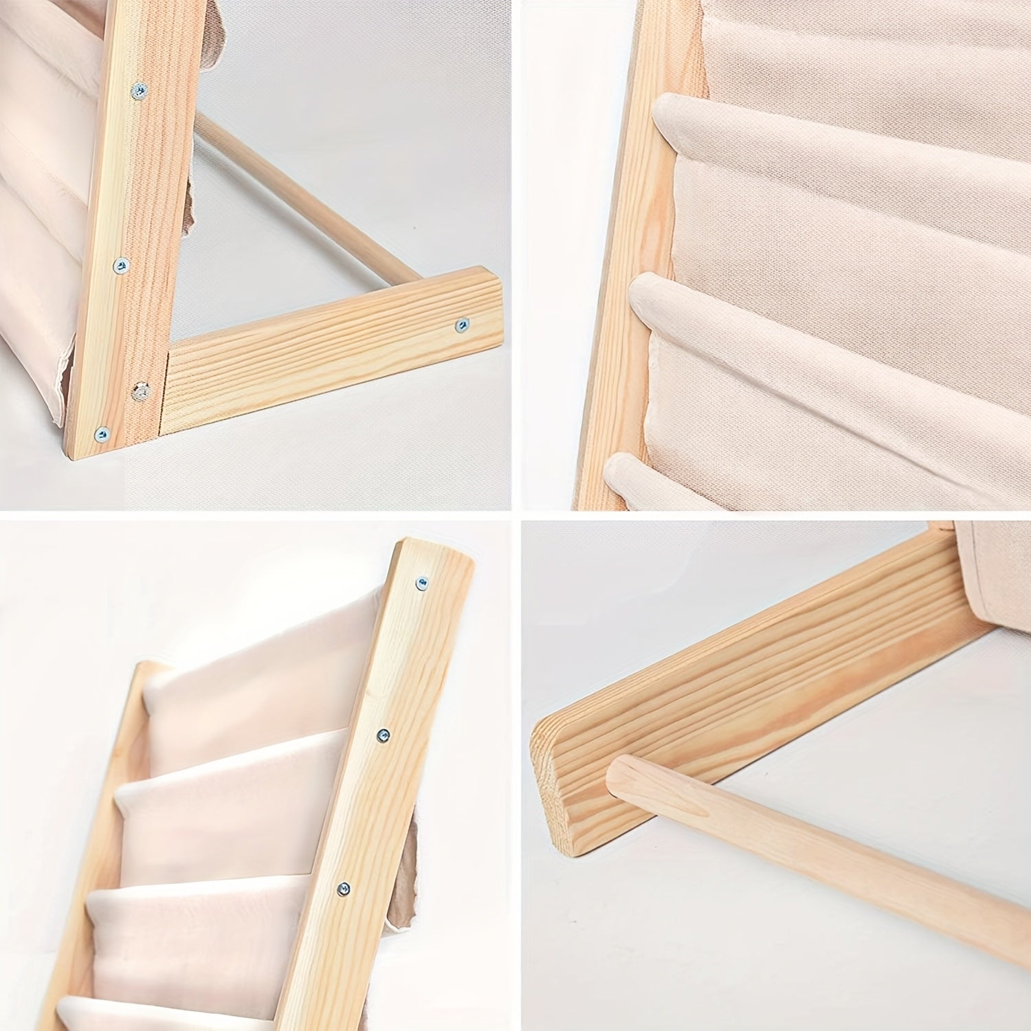 Crude Wood Bookshelf with Fabric Pockets - Rounded Edge Design Storybook Storage Rack with Screw Fixation, at Home And in Home Furniture Indoor Or Outdoor Tools