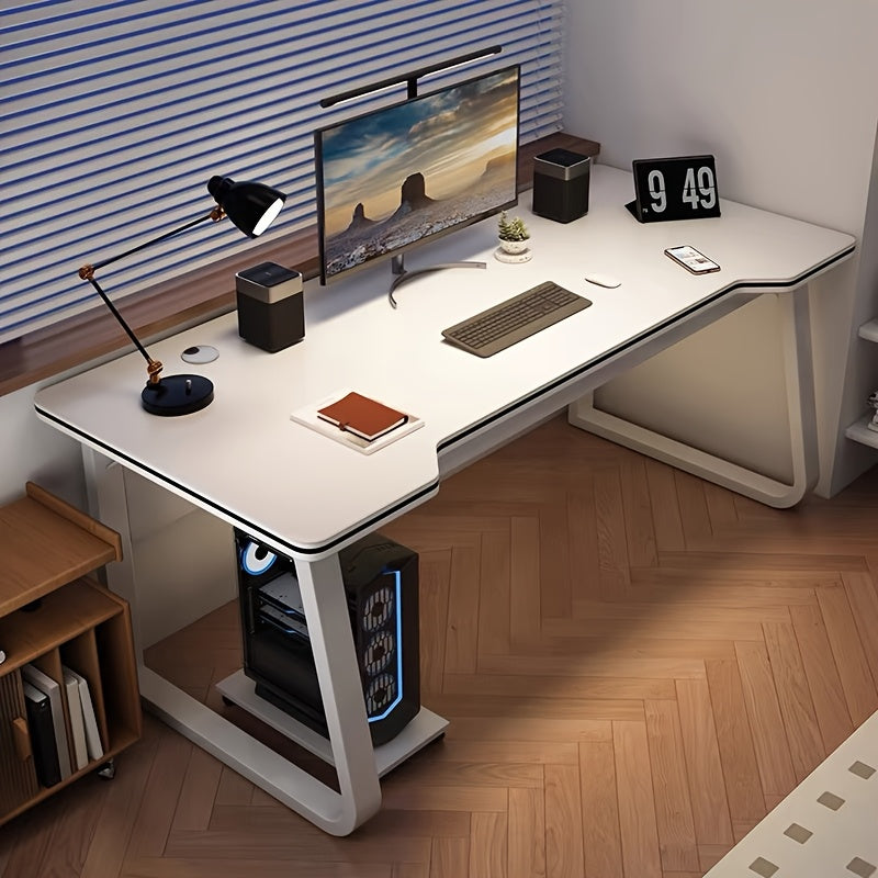 Home Office Desk | Simple Computer Desk, Study Writing Table, Workstation, Gaming Desk, Easy Assembly for Adults, Powder Coated Metal, Floor Mount, Oblong Shape, XUEGW Brand