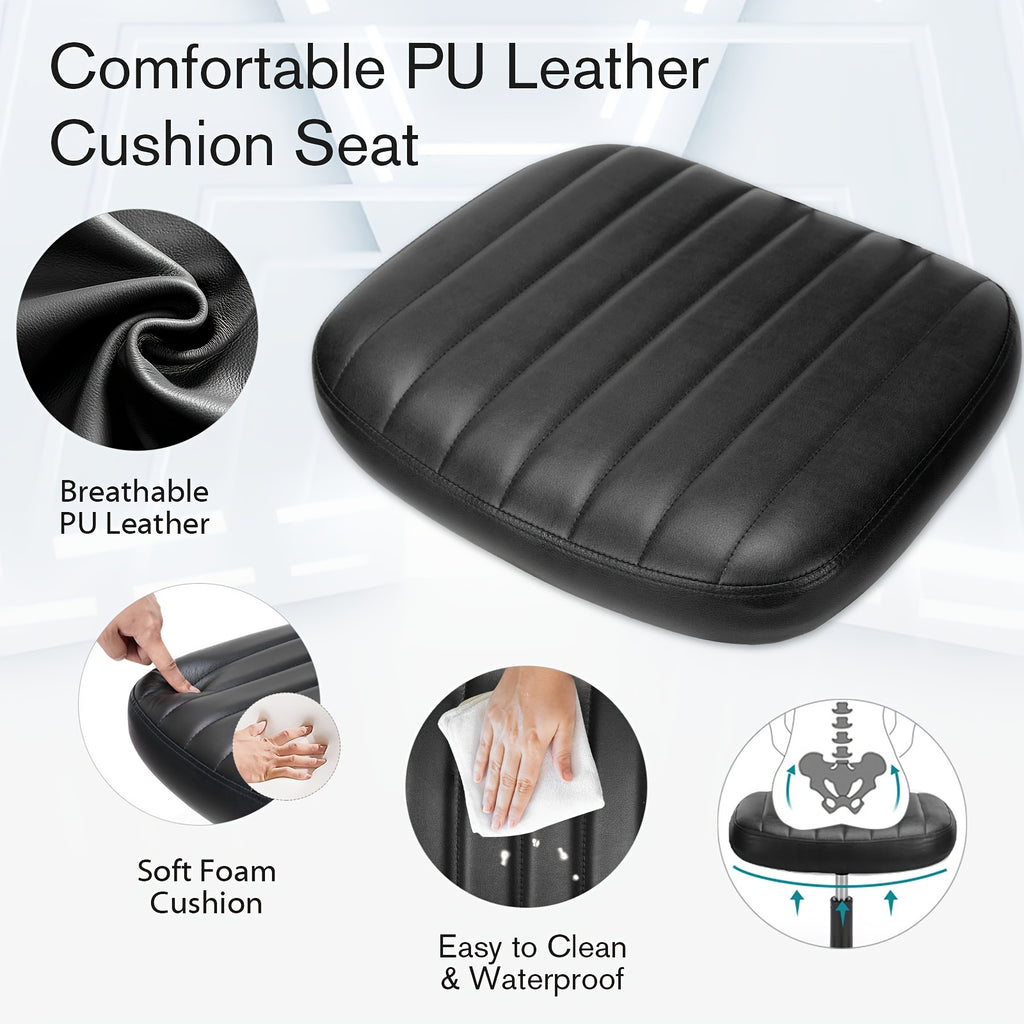 Small Desk Chair Armless, Comfortable Office Chair with Wheels, Rolling Task Chair with Low Back Lumbar Support, Vanity Chair for Bedroom Living Room Study Room, PU Leather