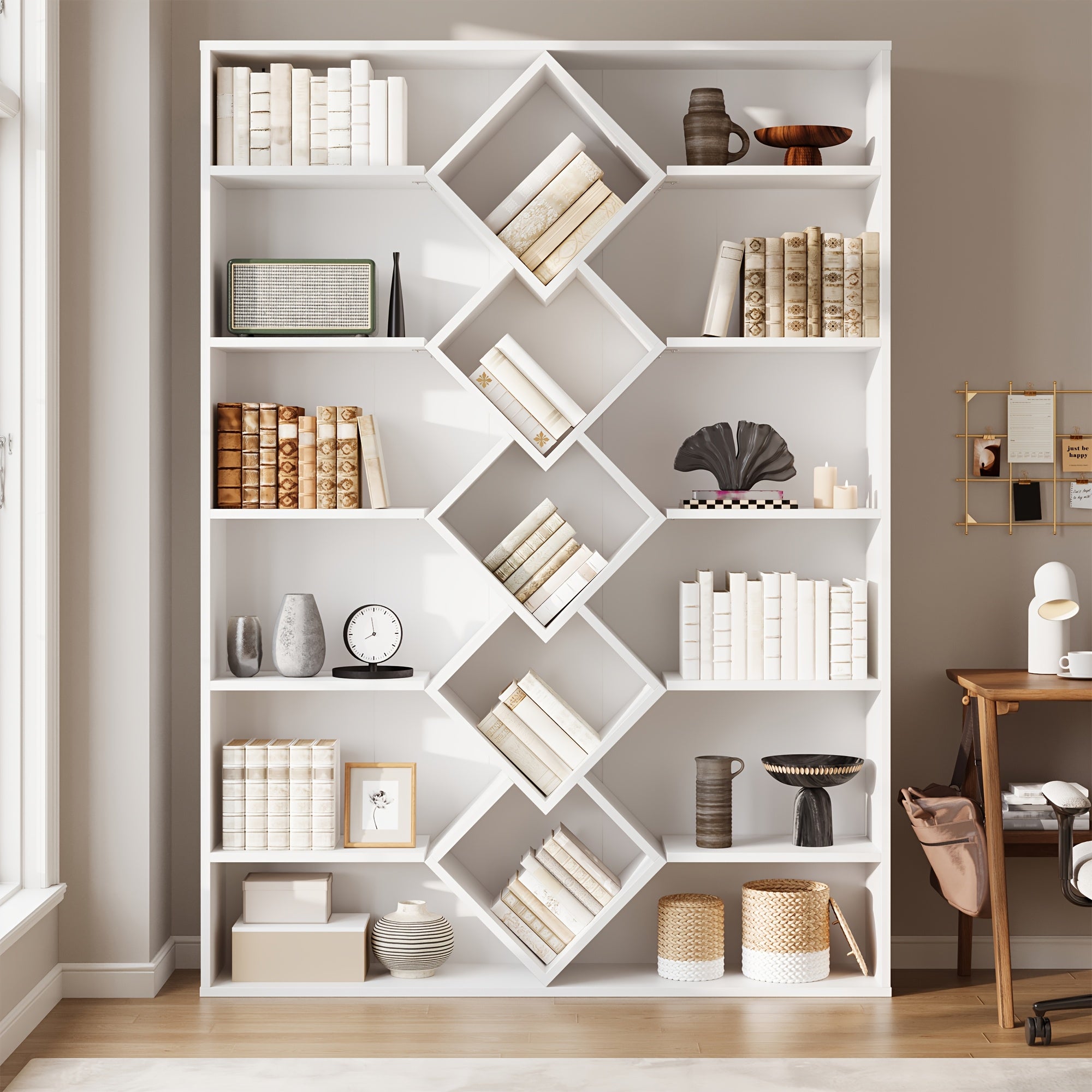 Triple Wide Bookshelf, 6 Tier Large Bookshelf, Bookcase with 17 Open Display Shelves, 71'' Tall Bookcases And Bookshelves for Living Room, Home Office, Library