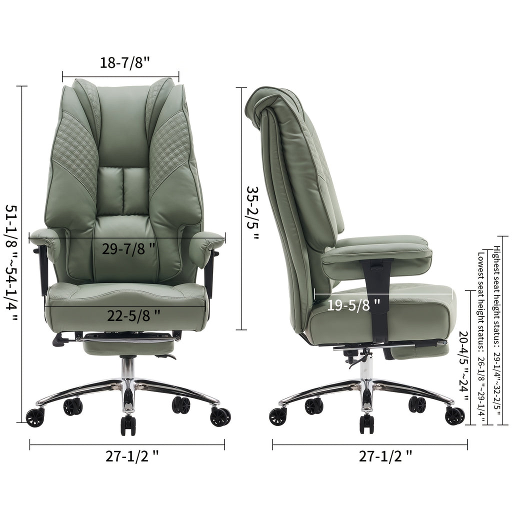 Efomao Office Chair 400LBS, Big and Tall Office Chair, PU Leather Computer Chair, Executive Office Chair with Leg Rest and Lumbar Support, Pink Office Chair